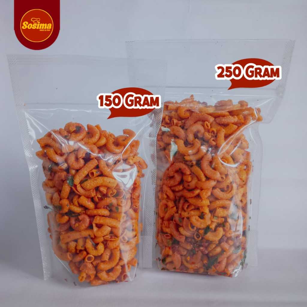 

[PAKET BUNDLING] Makaroni Cikruh Gurih Pedas Daun Jeruk 150 gram dan 250 gram - Sosima Snack & Food