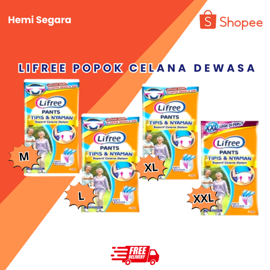 Lifree Popok Celana Dewasa /M/L/XL/XXL /12PCS