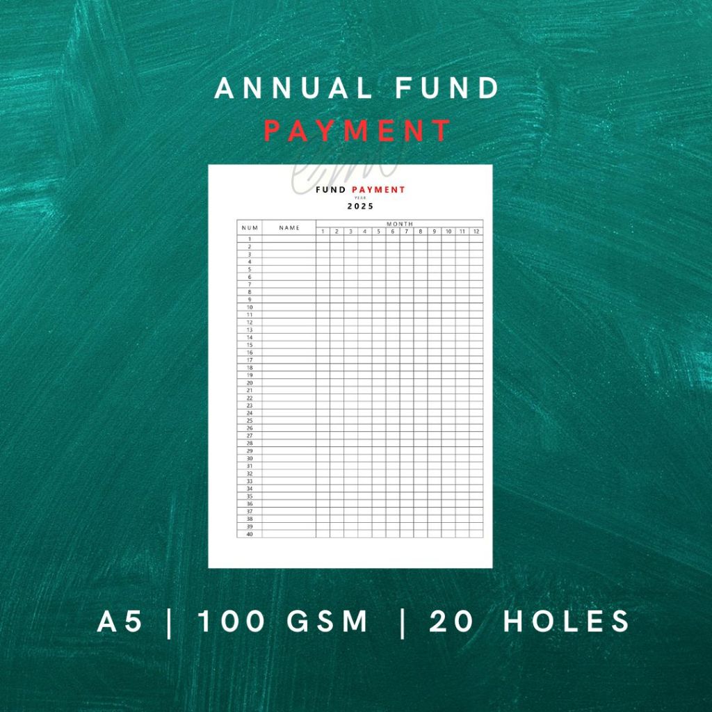 

Simple Annual Fund Payment / Uang Kas A5 Binder | 100 GSM | 20 Holes