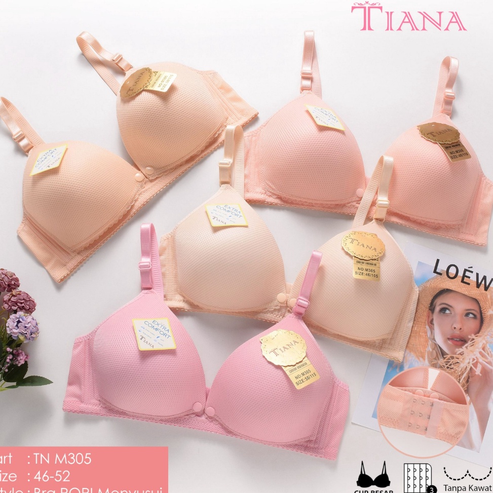 Terbaru Bra  BH Menyusui TIANA JUMBO M35 Uk 4652 Busa Tipis Tanpa Kawat