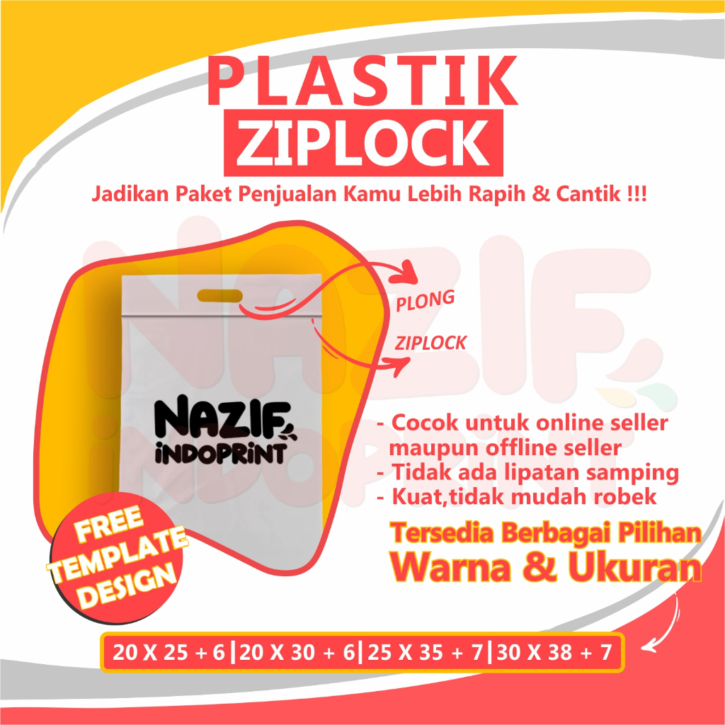 Plastik Sablon Ziplock Berbagai Ukuran Custom / Plastik Sablon Klip Berbagai Ukuran / Plastik Ziploc