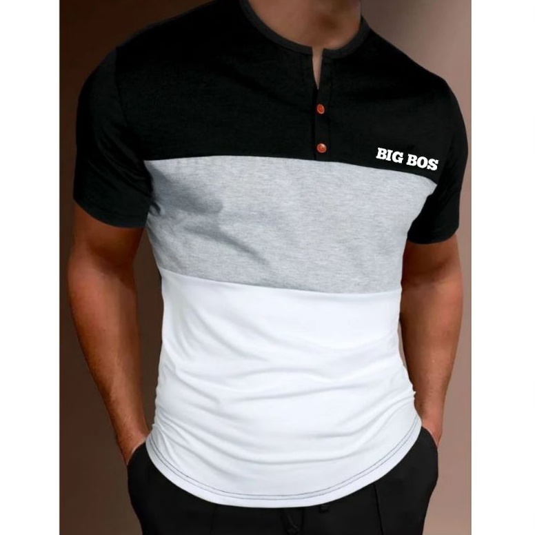 Big Sale kaos kancing pria lengan pendek kombinasi 3 warna  kaos kancing pria  baju kancing kombinas