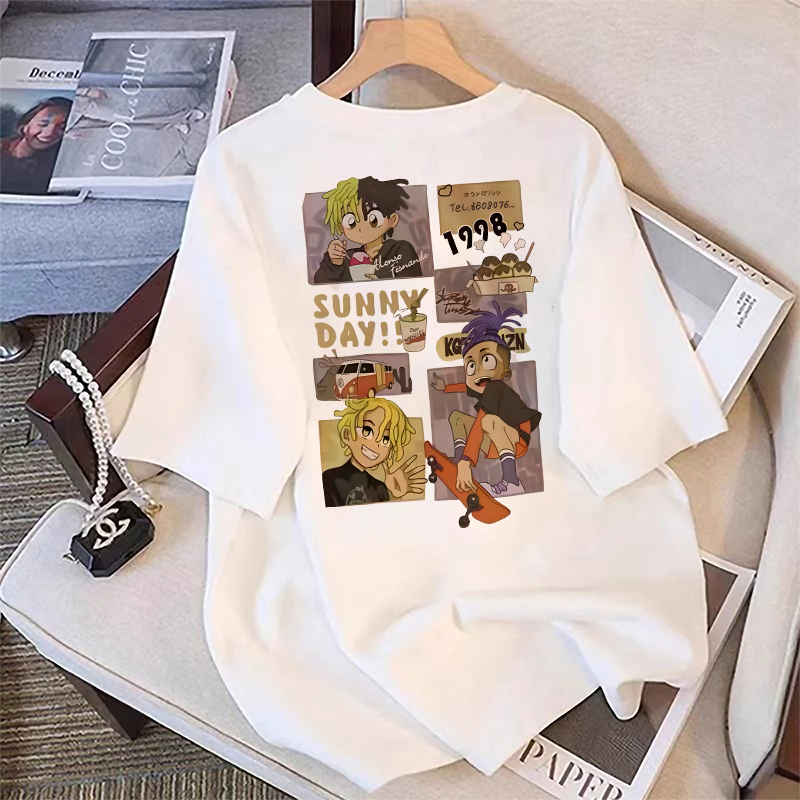 TSHIRT Kaos Korea Style Wanita Vintage atasan wanita kekinian Lengan Pendek Import Terbaru Print Shi