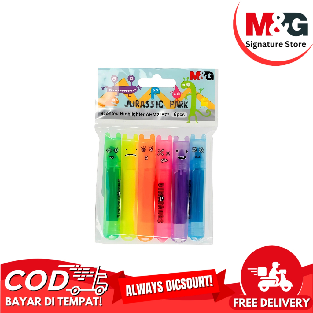 

Highlighter Textliner Mini M&G Tema Jurassic Park 6 Warna #AHM22572 Aroma Buah – Set ( 6 Warna )