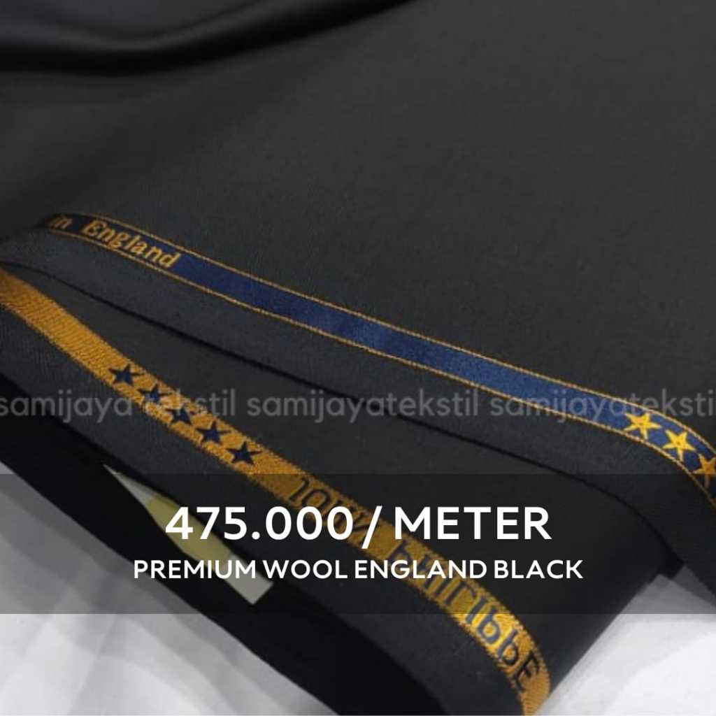 Kain Bahan Jas & Celana Wedding Premium Wool England Black