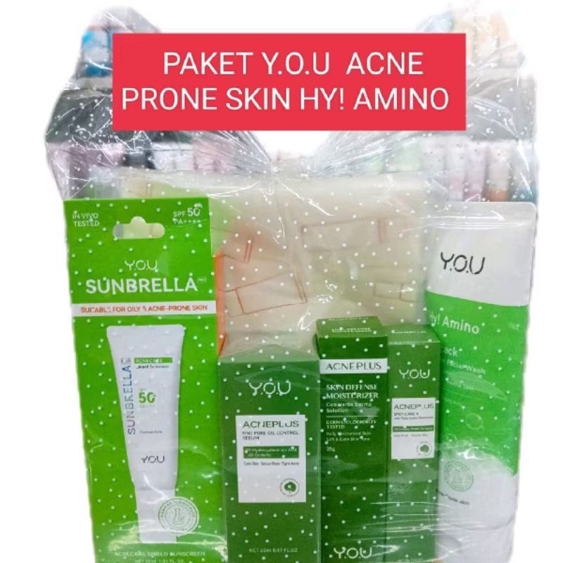 PAKET SKINCARE Y.O.U 5in-1 ACNE PRONE HY AMINO//PAKET ANTI JERAWAT
