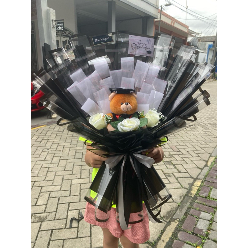 Buket wisuda bunga uang kosongan 20 slot.kerangka uang kosongan boneka wisuda-buket wisuda