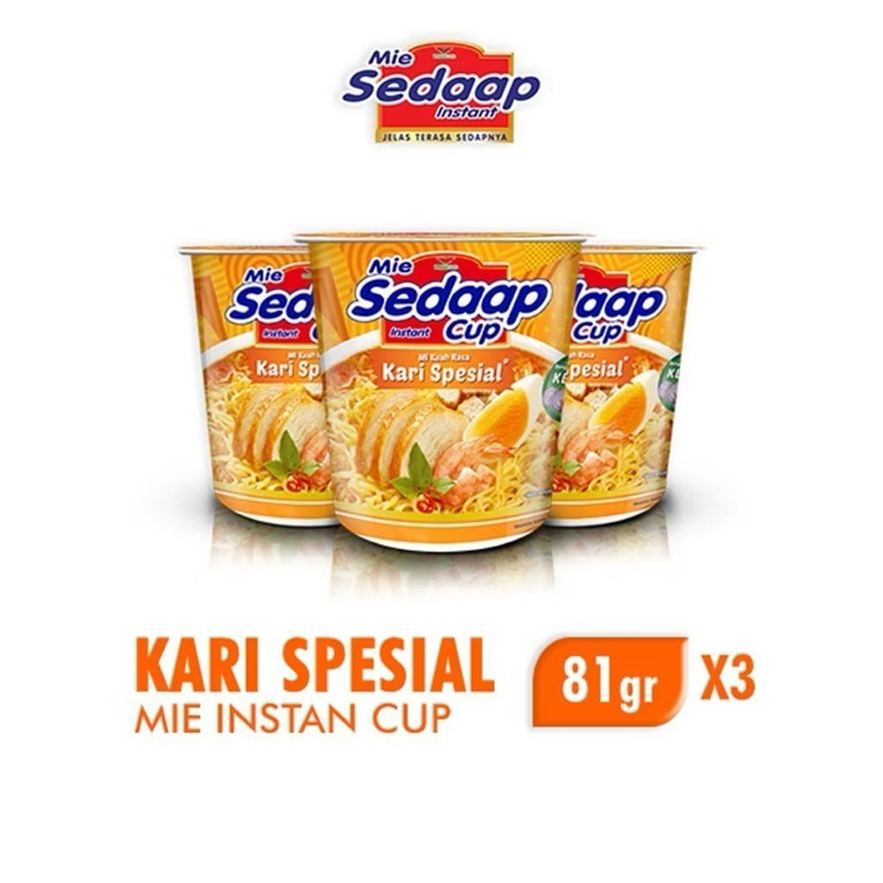 

Sedaap Mie Instan Cup Kari Spesial 81 gr x3