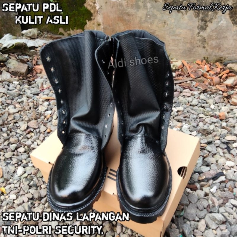 Sepatu Pdl Kulit Jeruk Resleting Linmas Limnas