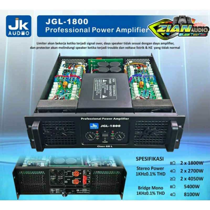 JK Audio JGL-1800 Amplifier Professional original 2x1800watt by JK coustic