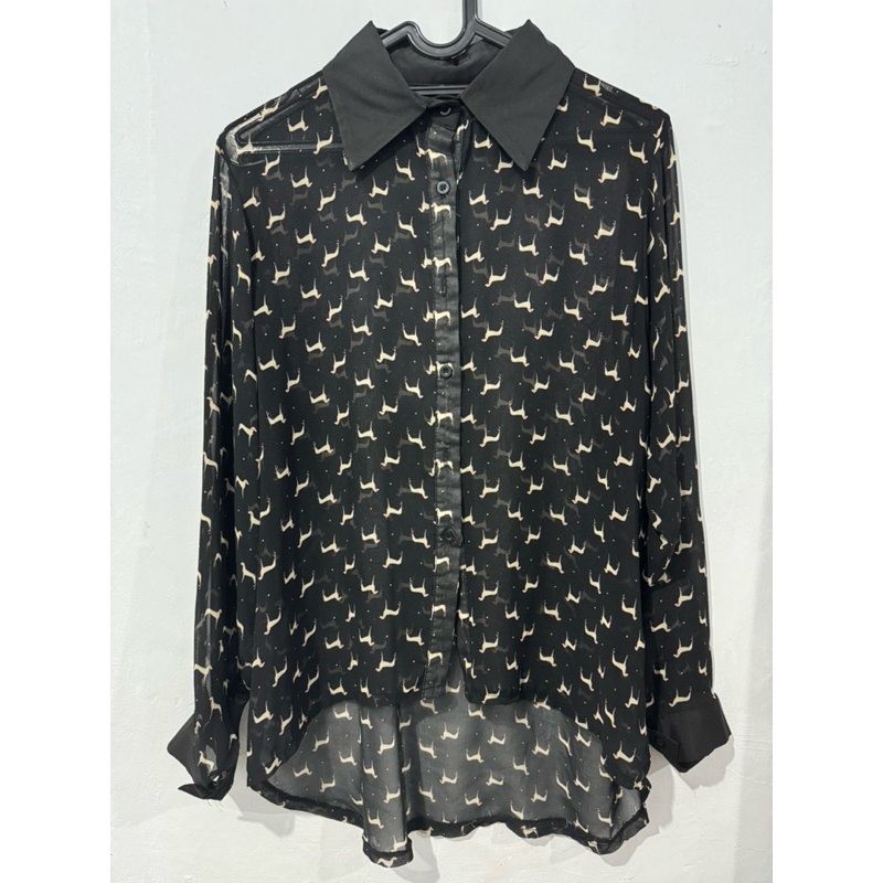 [PRELOVED] Kemeja Hitam Lengan Panjang / Sheer Shirt