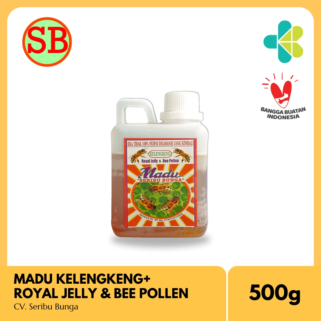 

Madu Murni Kelengkeng Plus Royal Jelly dan Bee Pollen Seribu Bunga Madu Asli 500 gr Penambah Stamina