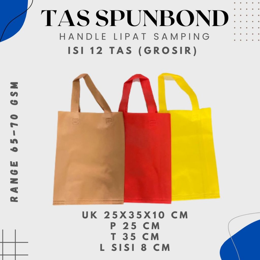 

Tas Kain Spunbond 25x35cm / HLS 25x35 65-70 GSM ( Grosir / 12 pcs )
