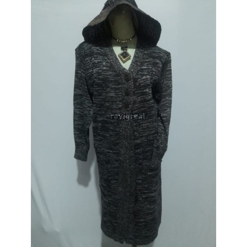 Sweater Rajut Long Cardy Twist kancing+saku wanita keren kekinian outer