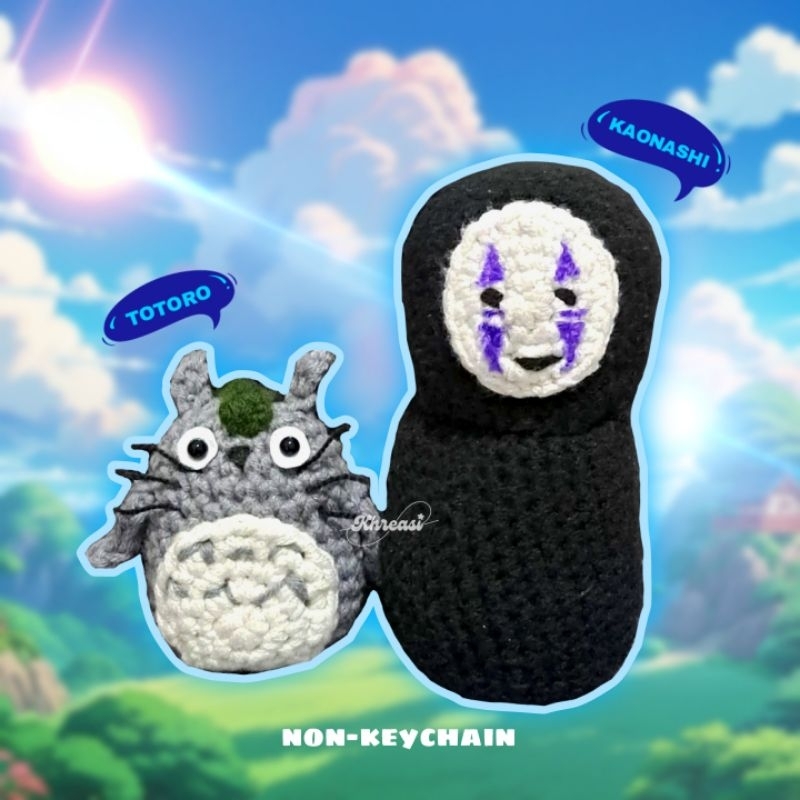 GANCI/KEYCHAIN GHIBLI TOTORO & KAONASHI RAJUT HANDMADE GANTUNGAN KUNCI LUCU