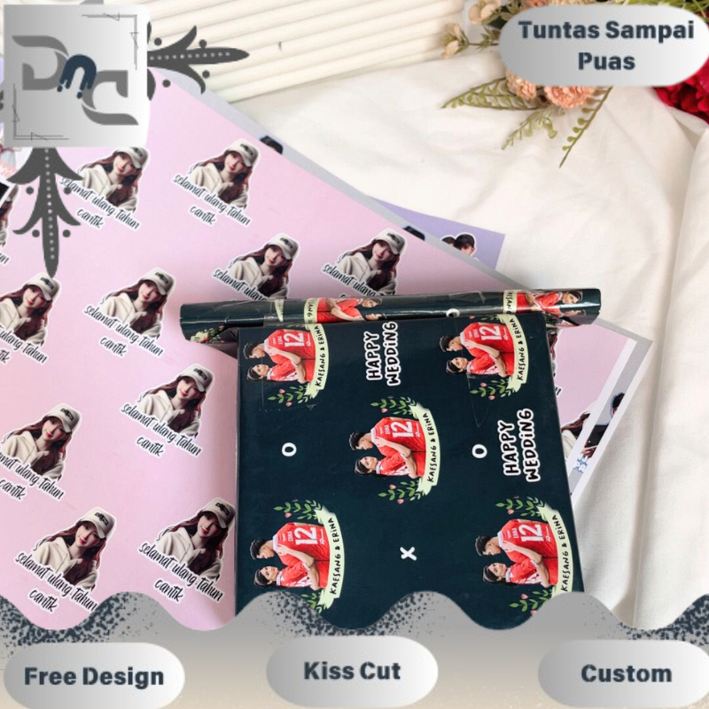 

Kertas Kado Custom Desain Muka Wajah Aesthetic Tambah Tulisan Wrapping Papper Bungkus Hadiah Murah