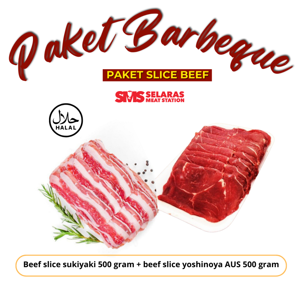 

Paket Bundling Barbeque Slice Beef Sukiyaki 500 gram + Yoshinoya AUS 500 gram