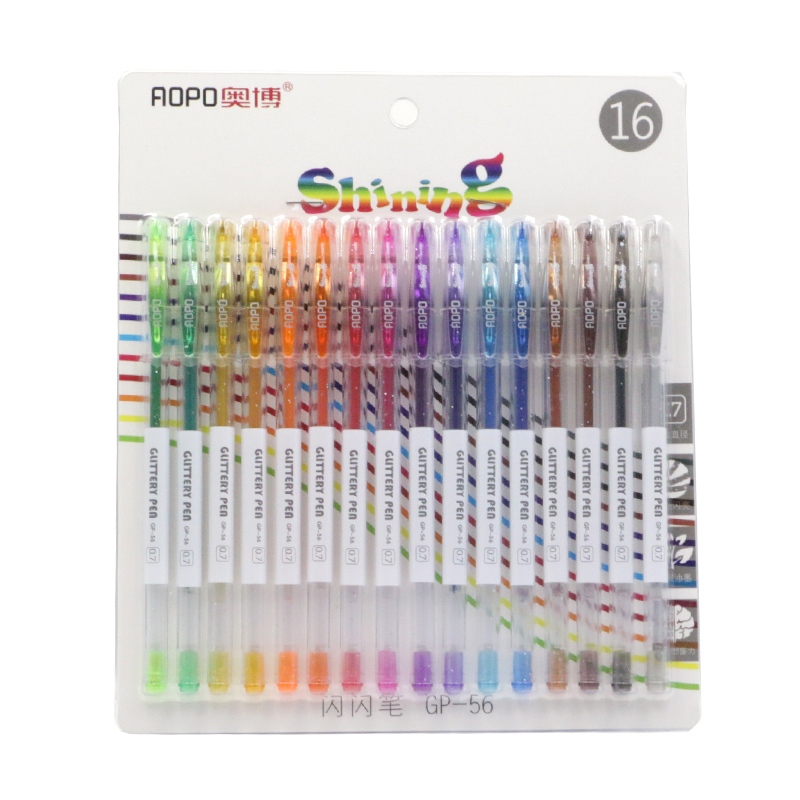 

Pulpen Gel Glitter Warna-warni 16 Warna Pena Gel Pulpen Glitter Berkilau