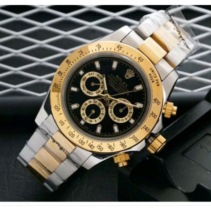JAM TANGAN PRIA ROLEX DAYTONA RANTAI STAINLES / JAM TANGAN COWOK DEWASA ELEGAN FREE BOK
