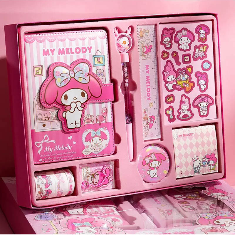 

RB ST01 - set notebook agenda set alat tulis gift box hadiah kuromi my melody notebook penggaris