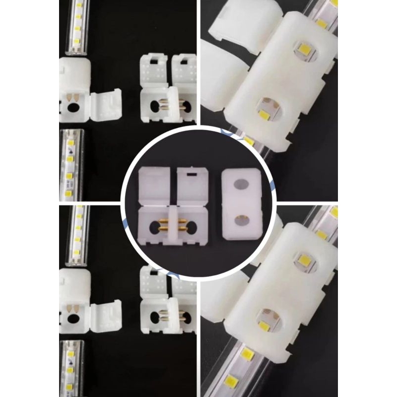 soket jepit led strip selang 5050 2835 220v / soket sambungan led strip selang 2835 5050 220 volt