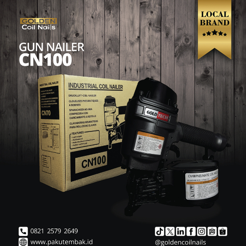 Jual Mesin Paku Tembak Pallet Nail Gun Golden Nails CN 100