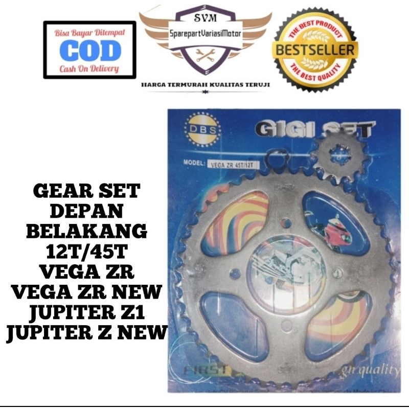 GEAR GIR SET DEPAN BELAKANG VEGA ZR VEGA ZR NEW JUPITER Z NEW 40T 45T 50T TERMURAH KUALITAS TERJAMIN