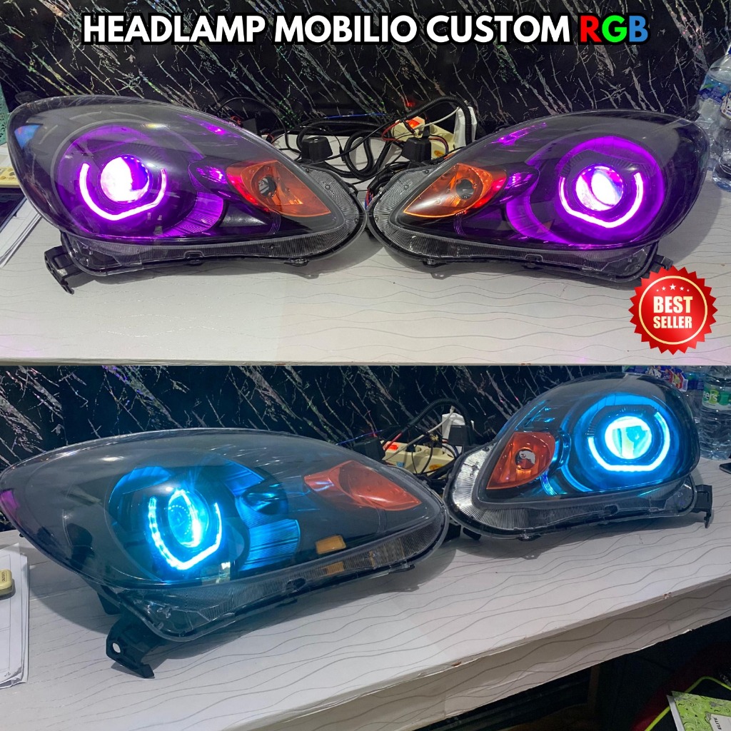 Headlamp Honda Mobilio Atau Honda Brio Set Biled Custom RGB Lampu Depan Mobil Honda Mobilio Custom H