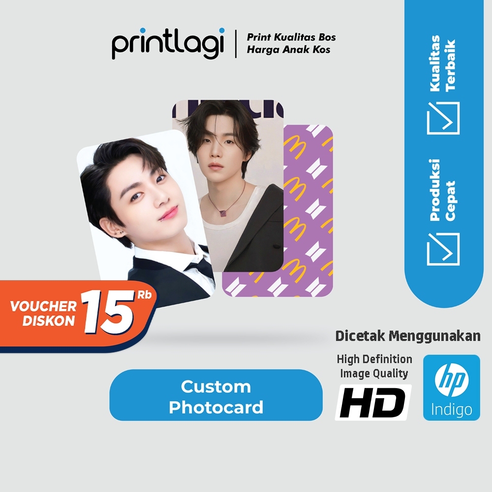 Photocard Premium Custom - Cetak 1 Sisi dan 2 Sisi - Tebal Glossy Mengkilap dengan Efek Glowing