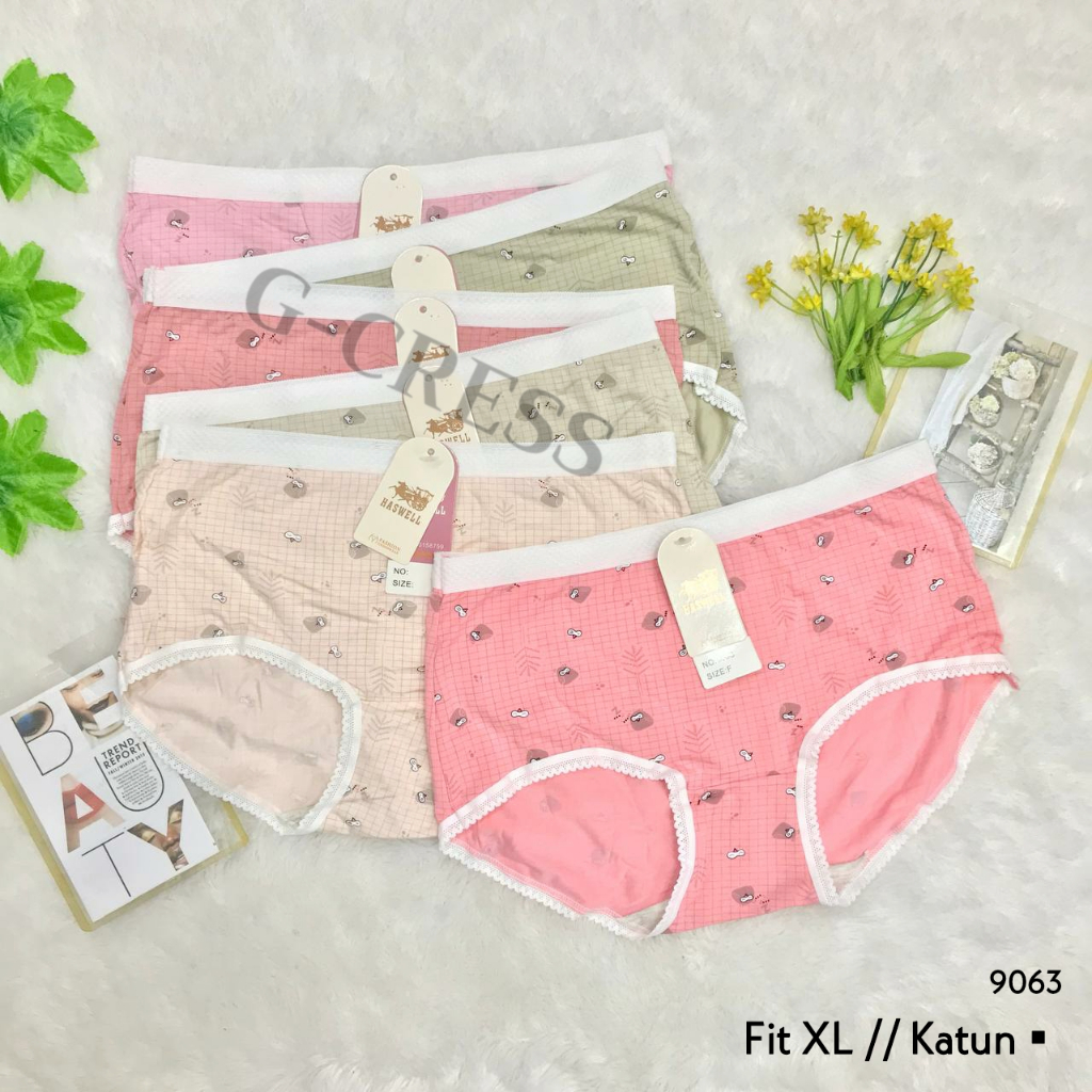 Celana Dalam Wanita Dewasa Katun & Renda Semi Transparan Sepinggang Sepinggul Motif Katun Rayon Nilo