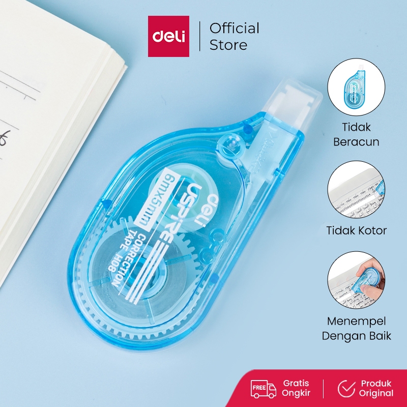 

Deli Correction Tape / Tip X Kertas 55mm*6m/8m/12m Isi 1pc/3pcs Desain Ergonomis Praktis EH08-BX