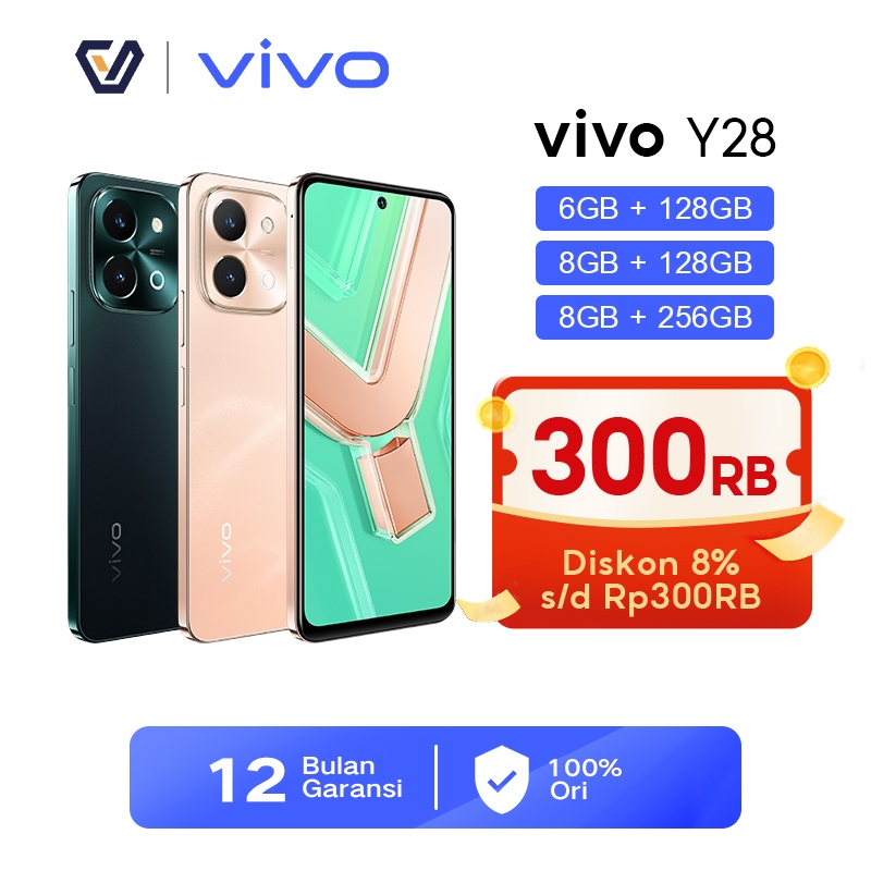 Official Vivo Y28  6+128GB/8+128GB/8+256GB Smartphone- 44W FlashCharge+6000mAH, Dynamic Design, Dual