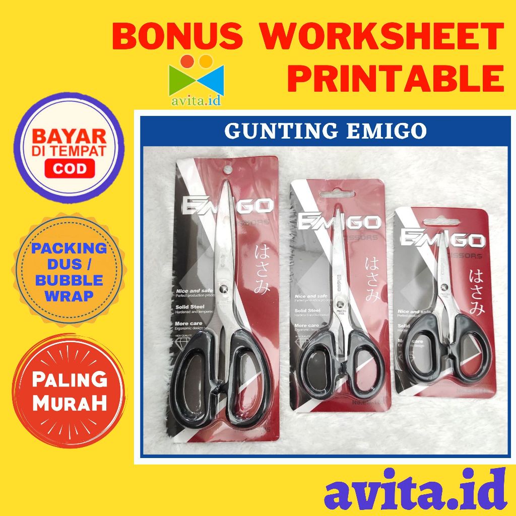 

avita.id Gunting Merek Emigo / Gunting Stainless Emigo / Gunting Emigo Besar, Tanggung, Kecil