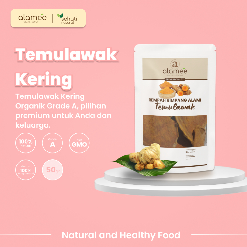 

ALAMEE Temulawak Kering Dried Curcuma Iris Rempah Organik Temu Lawak Bumbu Masakan Seasoning 50g