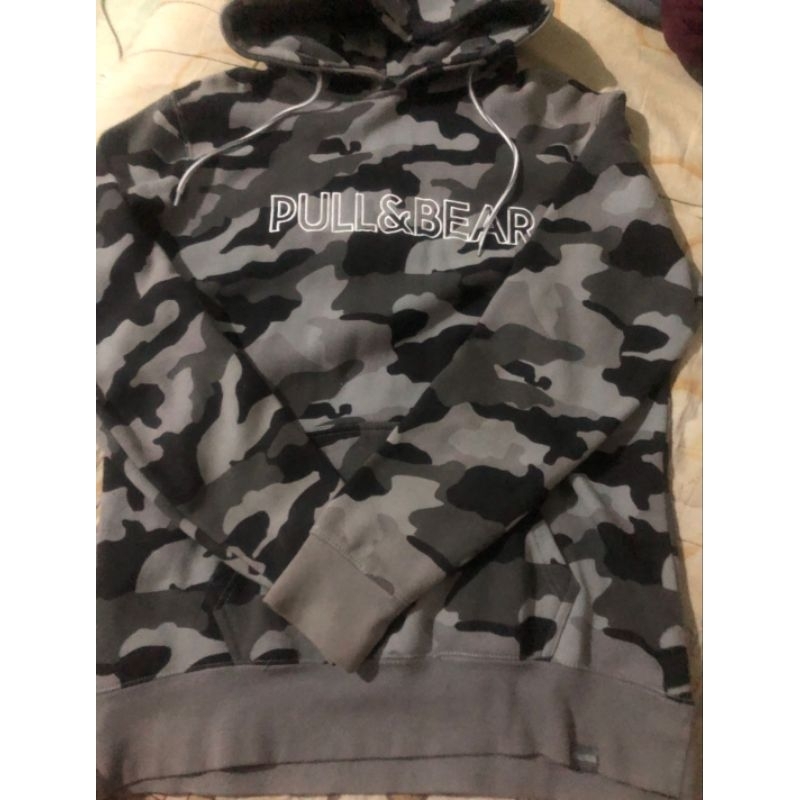 HOODIE PULL & BEAR CAMO GREY