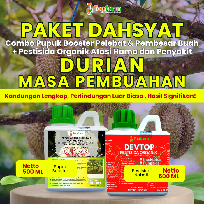Pupuk Topfarm / Pestisida Topfarm / Pupuk Anti Perontok Bunga Durian / Pupuk Perekat Buah Durian / O
