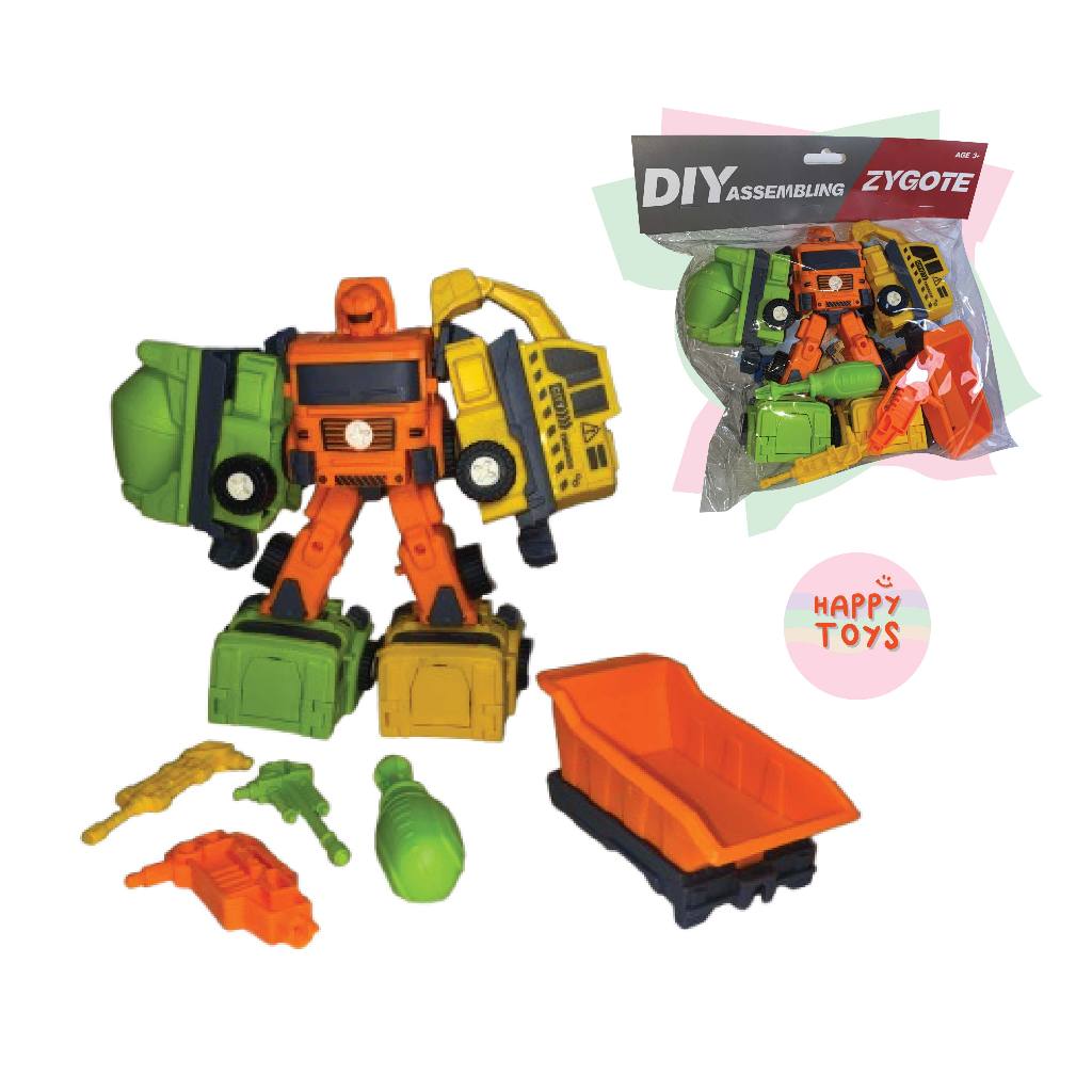 mainan anak bongkar pasang robot mobil transformer-diy assembling zygote