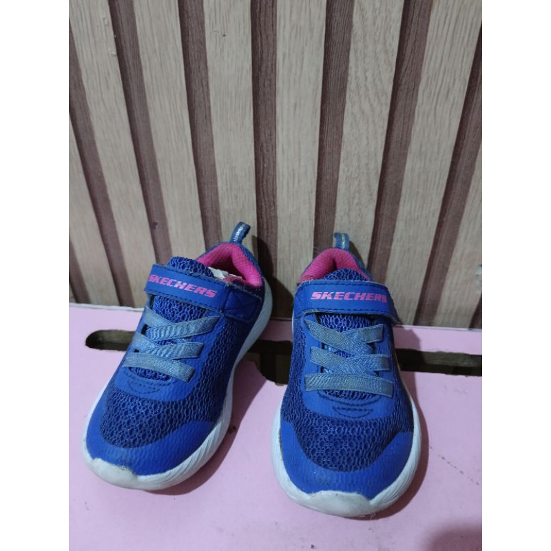 sepatu preloved skechers anak laki-laki waena biru size 24 insole 14cm