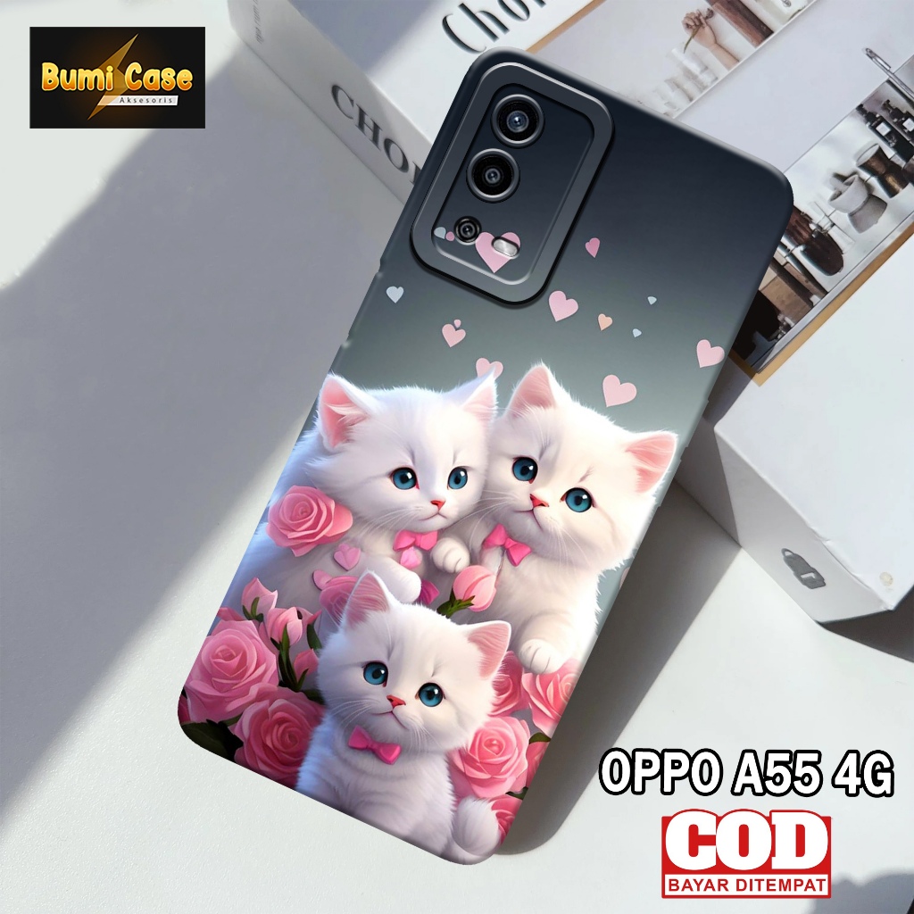 Bumi Case Oppo A55 4G - Fashion Case Kucing - Softcase Pro Camera Oppo A55 4G - Casing Hp Oppo A55 4