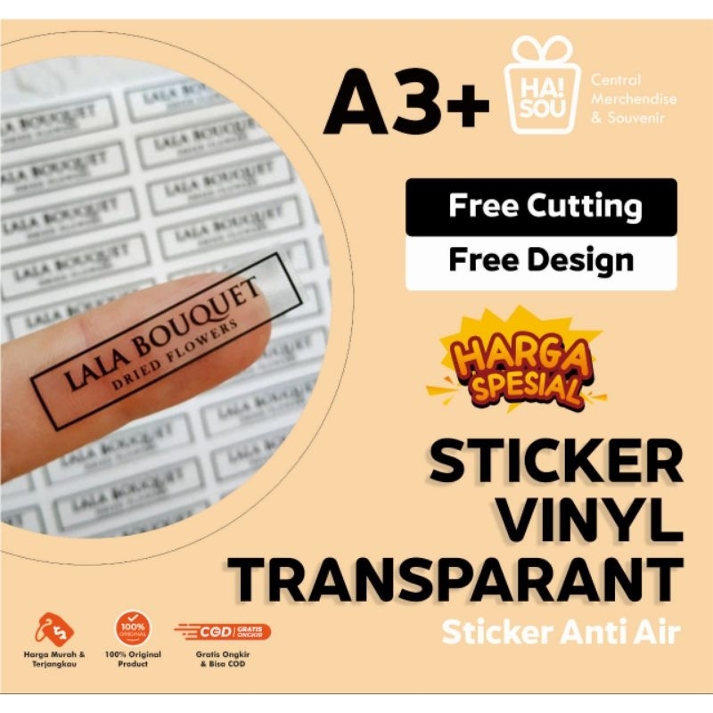 

HAISOU Sticker Vinyl PVC Transparant Anti Air Ukuran A3+