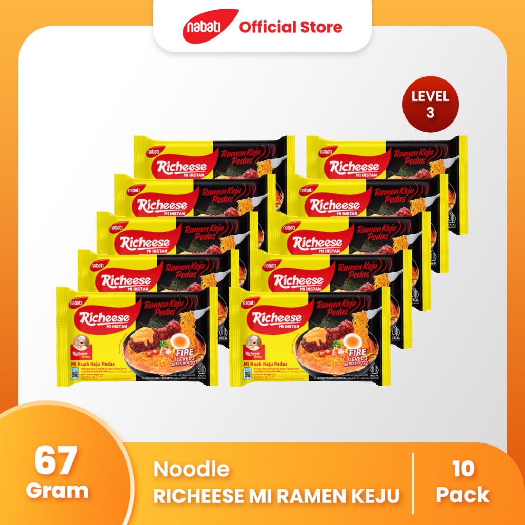 

Richeese Mie Ramen Keju 67gr Level 3 (PAKET ISI 10)