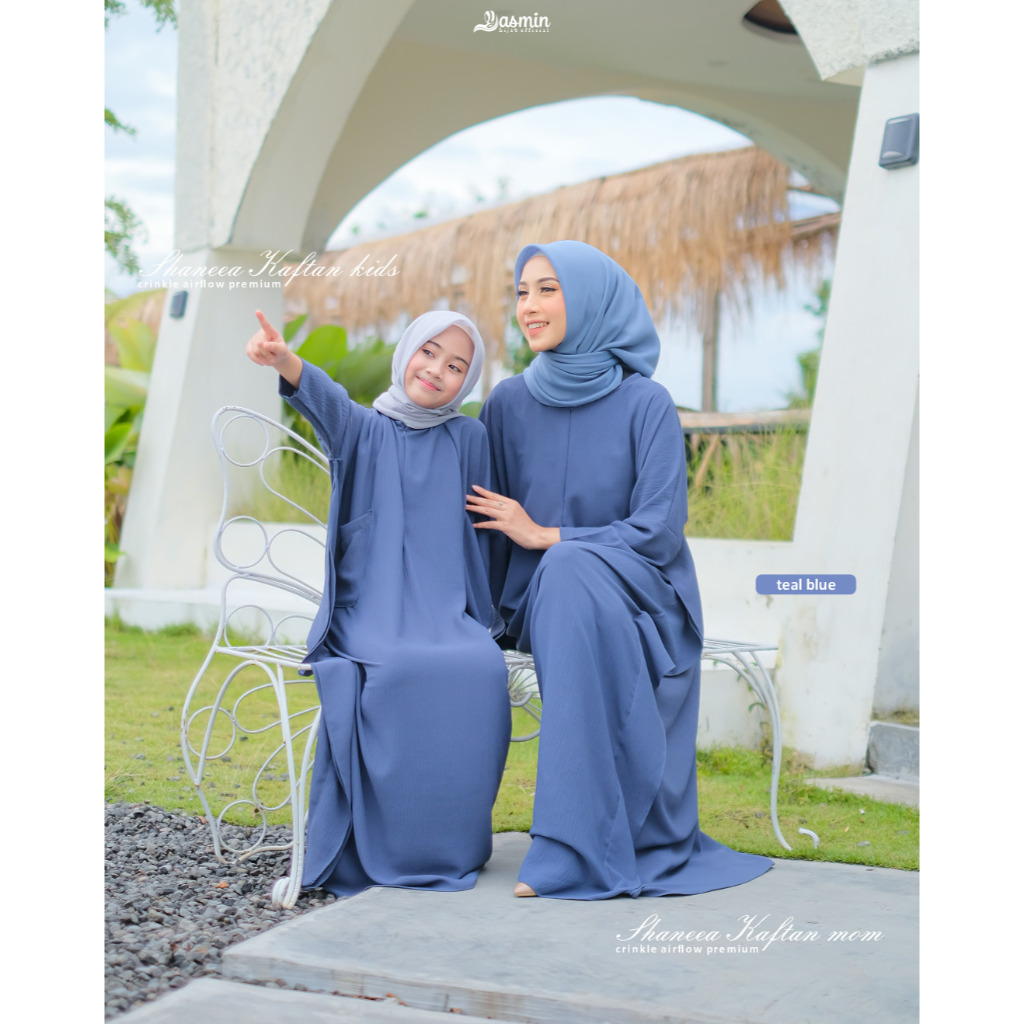 Shaneea kaftan Yasmin Hijab Gamis Kaftan jumbo mom & kids Kaftan bahan crinckle premium yasmin