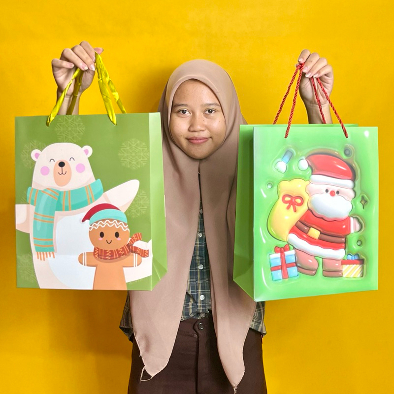 

Paper bag premium natalan merry christmas bag gift premium tas kado besar Ecobonekaindo