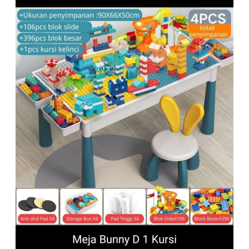 Lego mainan anak meja legi dan kursi