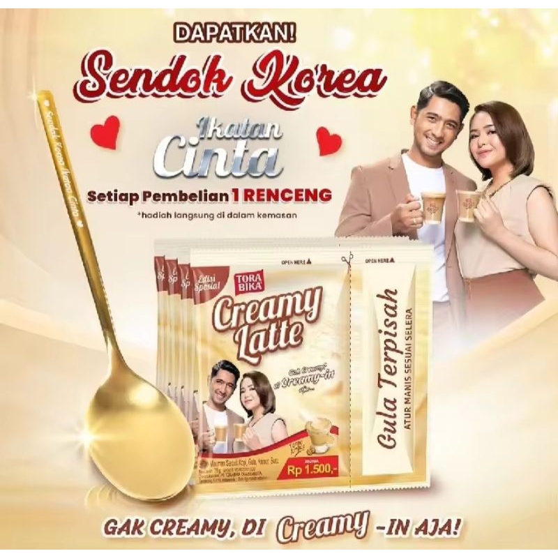 

BEST SELLER KOPI TORABIKA CREAMY Latte gula TERPISAH/ CREAMY LATTE RENCENGISI 10 SACHET /