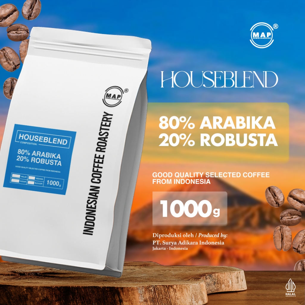 

MAP19 Coffee Houseblend 1Kg 80% Arabika 20% Robusta Biji Kopi Indonesia