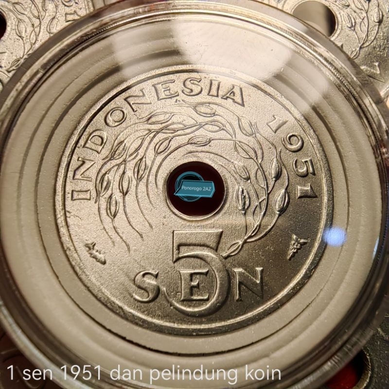 5 sen bolong tahun 1951 1954 asli di kemas pelindung koin