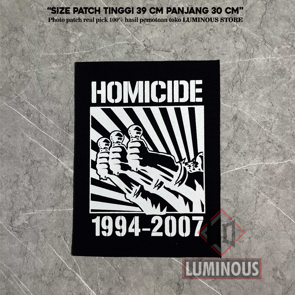 Backpatch Sablon/Patch Punggung Homicide Emblem besar