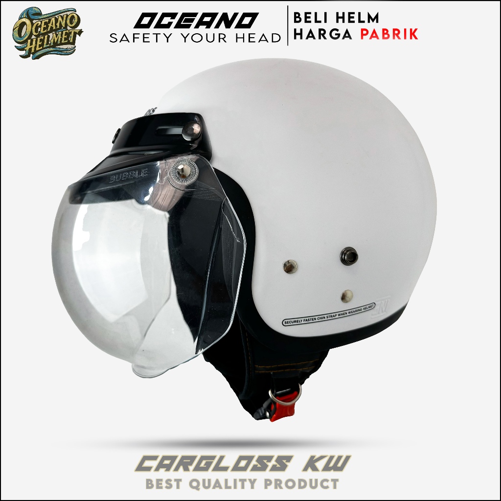 Helm Cargloss Kw | Putih Kaca Datar Cembung | Helm Premium Untuk Pria Dan Wanita SNI