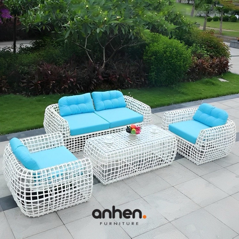 Set Sofa Tamu Outdoor Rotan Sintetis / Kursi Tamu Outdoor / Sofa Outdoor Kolam Renang / Sofa Santai 